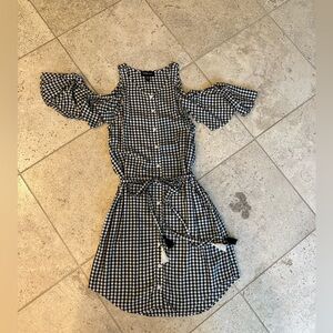 Black and White Gingham Cold Shoulder Fifteen Twenty Dress